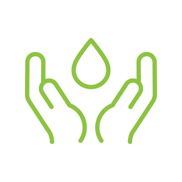 Человеческие Руки Векторная Икона Капли Воды Возобновляемые Альтернативные Источники Энергии — стоковый вектор