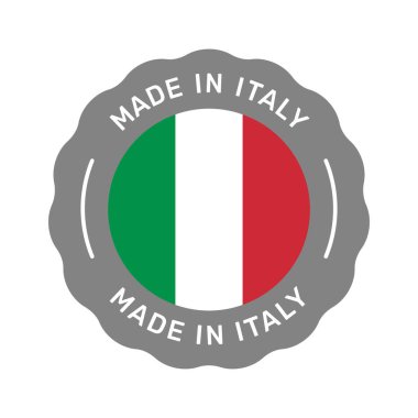 İtalya 'da renklendirilmiş vektör rozeti. Üzerinde İtalyan bayrağı olan etiket.