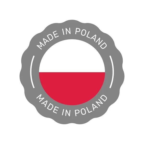 Made Poland Colorful Vector Badge Label Sticker Polish Flag — Stock Vector