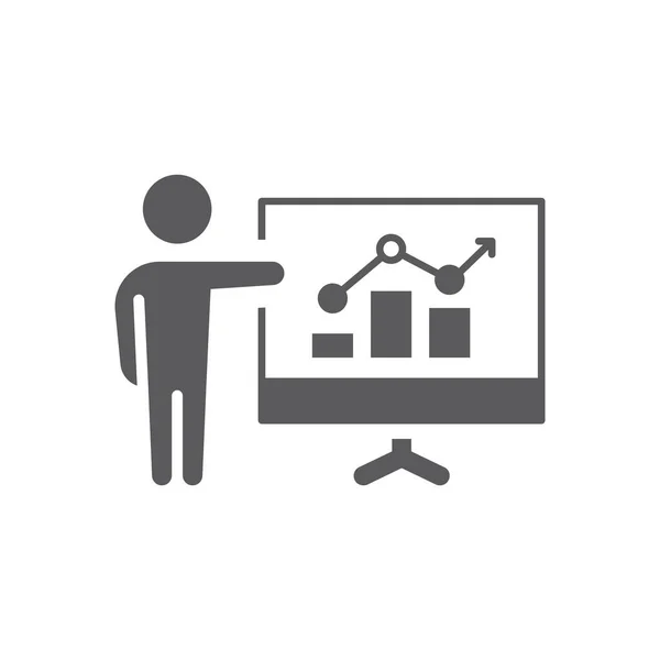 Ikonen För Finansinspektionen Företagare Talare Och Presentation Dataanalys Fylld Symbol — Stock vektor