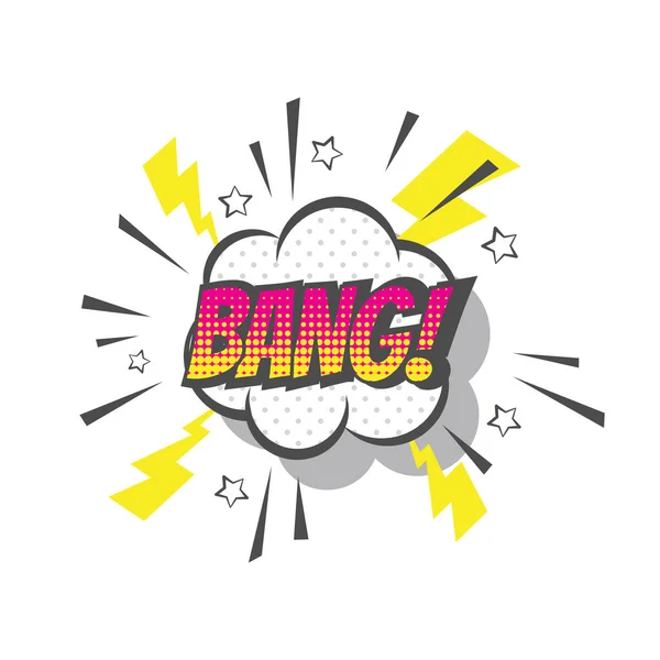 Bang Explosion Colorful Vector Cartoon Bang Text Lettering Comic — Stock Vector