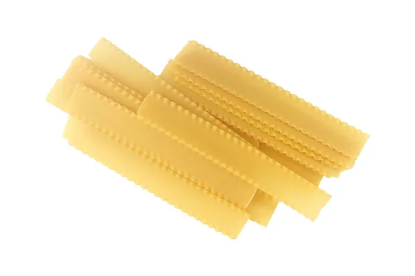 Raw Lasagna Pasta Sheets Isolated White Background Top View — Stock Photo, Image