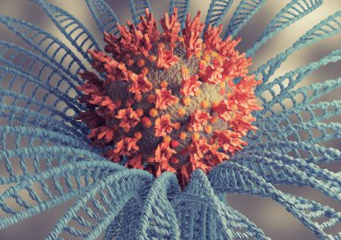 Microscopic view coronavirus omicron variant or B.1.1.529. 3D rendering clipart