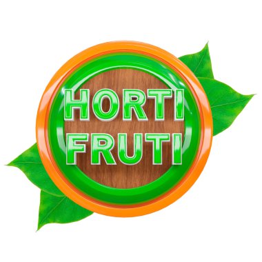 Market ve pazarlar için reklam kampanyaları için Hortifruti afişi ya da poster. Brezilya Portekizcesi bir mektup. 3B görüntüleme