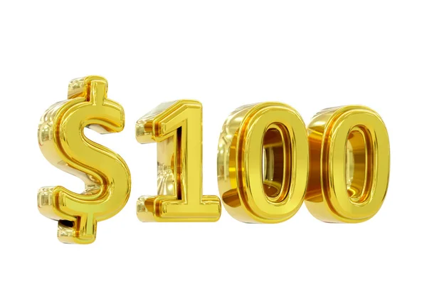Beyaz Arka Planda Izole Edilmiş 100 Dolarlık Altın Fiyat Sembolü — Stok fotoğraf