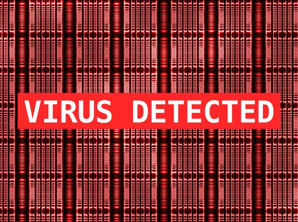 Virus Gedetecteerd Waarschuwingsbericht Rode Binaire Code Achtergrond Virusidentificatie Webbeveiligingsconcept — Stockfoto
