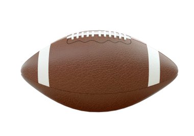 Amerikan futbol topu beyaz arka planda izole edilmiş. 3B görüntüleme