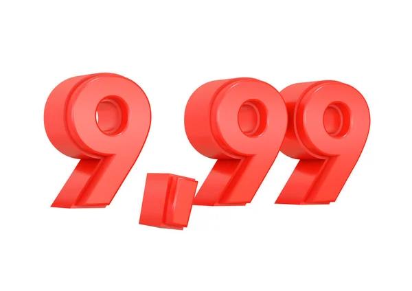 Numărul Simbolul Prețului Sistemului Monetar Roșu Izolat Fundal Alb Redare — Fotografie, imagine de stoc