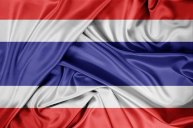Tayland bayrağı açık havada göndere çekildi. Tayland Günü Kutlaması. 3B görüntüleme