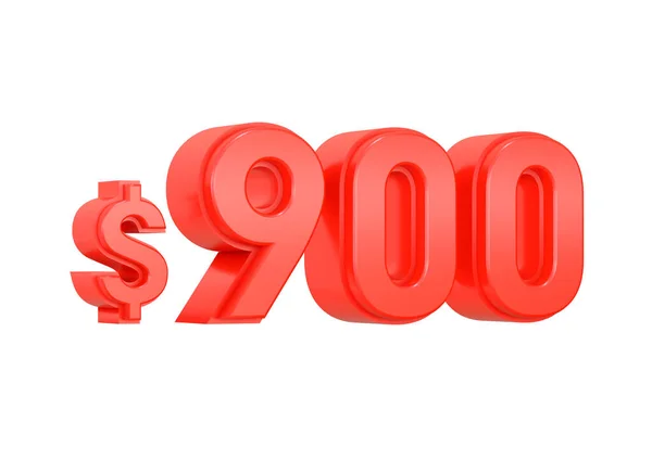 Beyaz Arka Planda Izole Edilmiş 900 Dolarlık Kırmızı Fiyat Sembolü — Stok fotoğraf