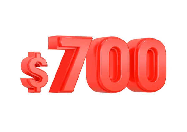 Red 700 Seven Hundred Dollars Price Symbol Isolated White Background — Stockfoto