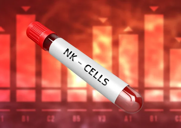 Blood sample tube Natural Killer cells or NK cells test . 3D illustration