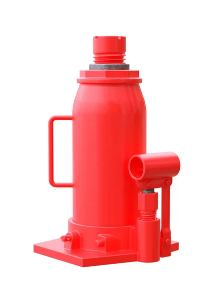 Red Bottle Hydraulic Jack Isolated White Background Illustration — 스톡 사진
