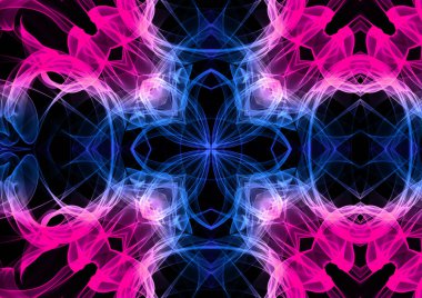 Abstract fractal shapes of glowing smoke. Futuristic background. 2D illustration