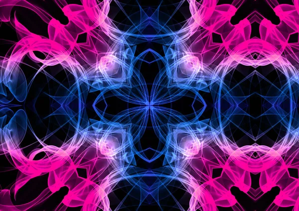 Abstract fractal shapes of glowing smoke. Futuristic background. 2D illustration