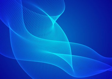 Abstract technology blue background wave lines background. Banner, poster or template elegant and modern curved lines. Communication technology concept. 2D illustration