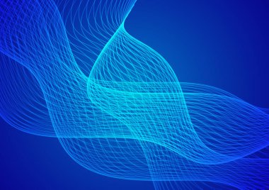 Abstract technology blue background wave lines background. Banner, poster or template elegant and modern curved lines. Communication technology concept. 2D illustration
