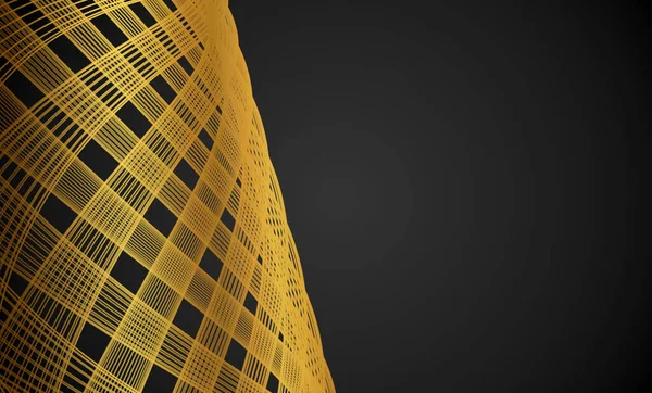 golden abstract lines waves and curves on black background. Banner Copy space. abstract lighting