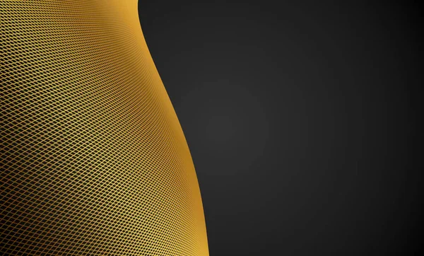 golden abstract lines waves and curves on black background. Banner Copy space. abstract lighting