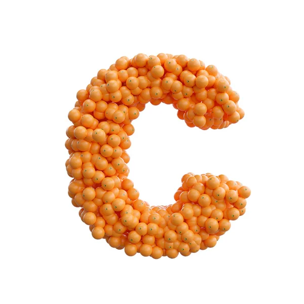 维生素C是在白色背景上分离的橙子形成的 健康概念与抗坏血酸和柑橘类水果的广告和产品标签 3D插图 — 图库照片