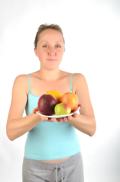 The girl with fruit fitness — Stock Photo, Image