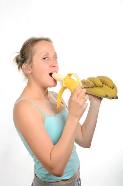 Το κορίτσι με την καταλληλότητα των φρούτων — Φωτογραφία Αρχείου