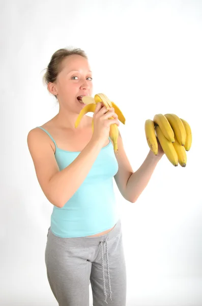 The girl with fruit fitness — Stock Photo, Image