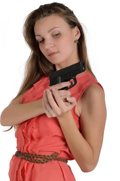 The girl with the gun — Stock Photo, Image