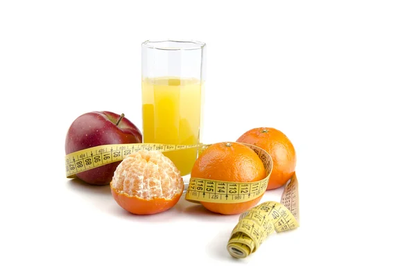 Juice with fruit on a white background — Stock Photo, Image