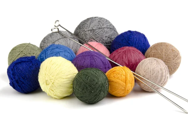 Balls of colored yarn. Multi-colored wool yarn in balls — Stock Photo, Image