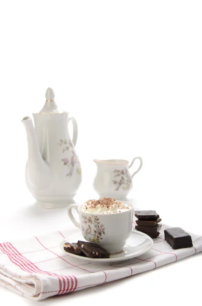 Šálek kávy s čokoládou — Stock fotografie