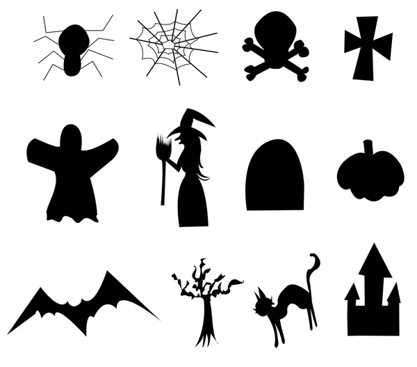Iconos negros de Halloween — Archivo Imágenes Vectoriales