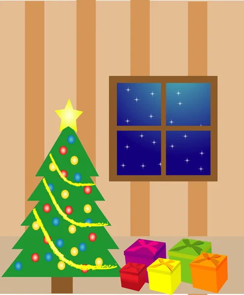 Christmas night — Stock Vector