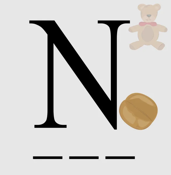 N pour le vecteur de noix — Image vectorielle