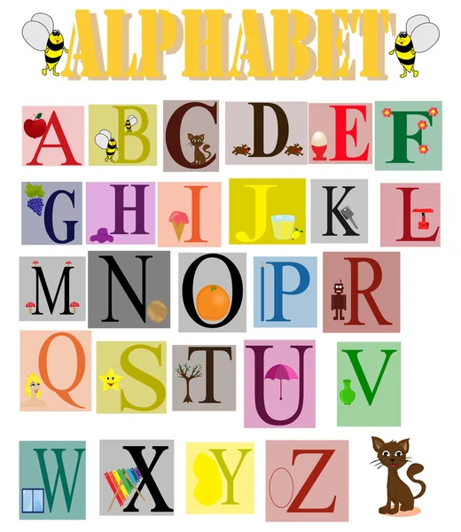 Grappige kinderen alfabet Vectorbeelden
