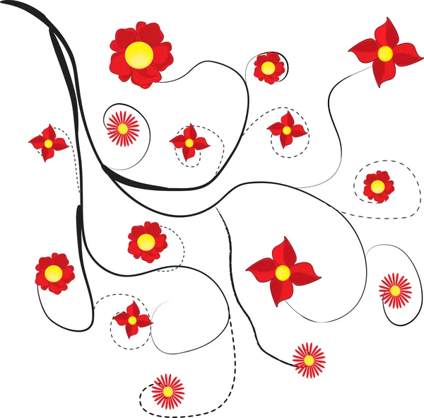 Carte postale avec fleur rouge — Image vectorielle