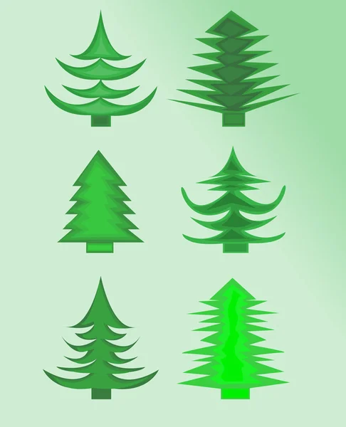 Set of green christmas tree — Stock Vector