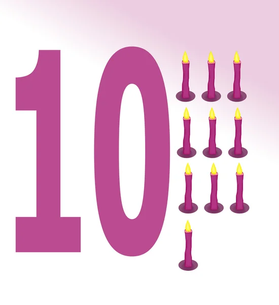 Candle and number 10 — 图库矢量图片