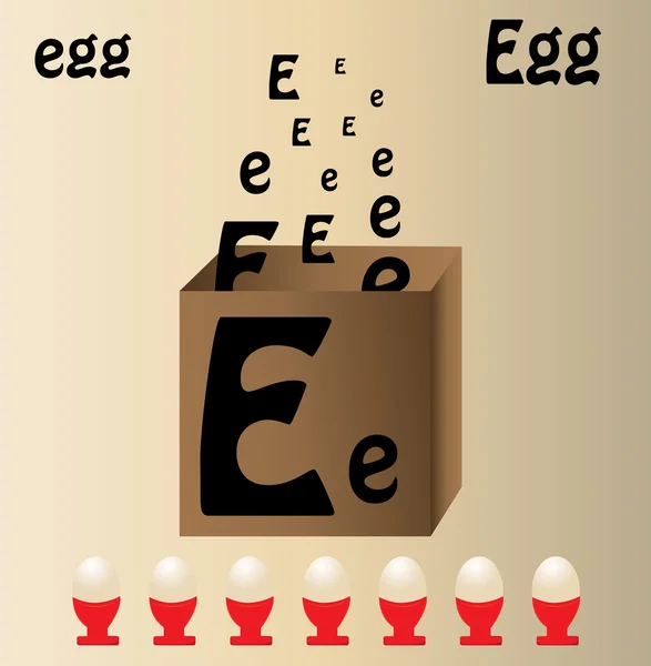 Illustration vectorielle de l'oeuf et lettre anglaise "E " — Image vectorielle