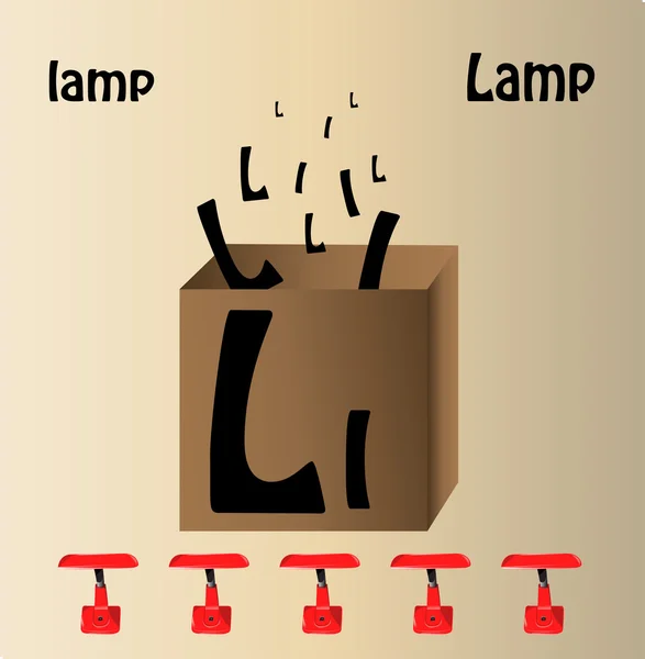 Ilustración vectorial de lámpara y letra en inglés "L " — Archivo Imágenes Vectoriales