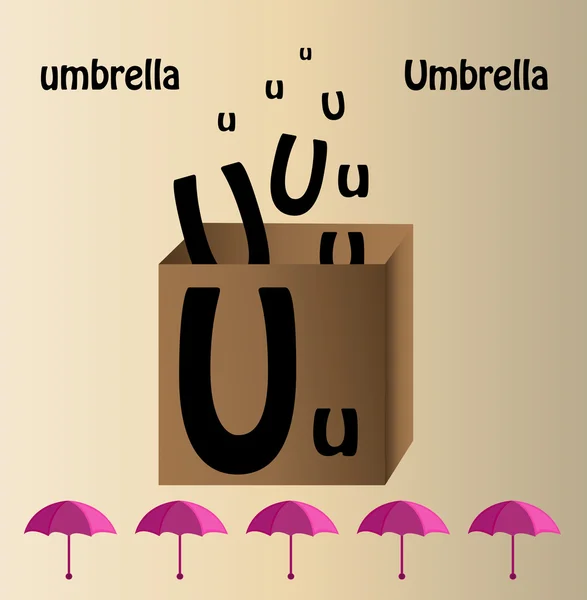 Illustrazione vettoriale di ombrello e lettera inglese "U " — Vettoriale Stock
