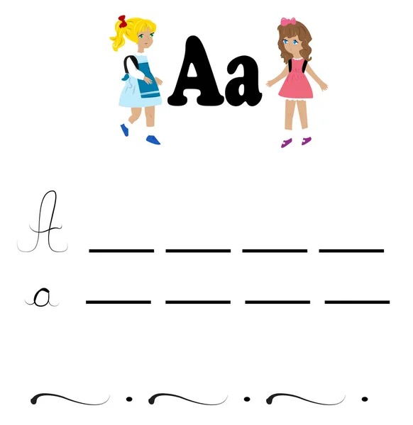 Hoja de alfabeto, la letra "a" — 图库矢量图片
