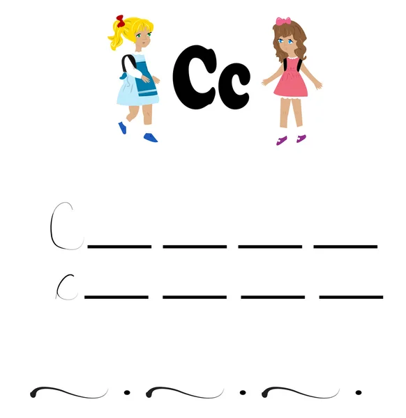 Alfabetet kalkylblad, bokstaven "c" — Stock vektor