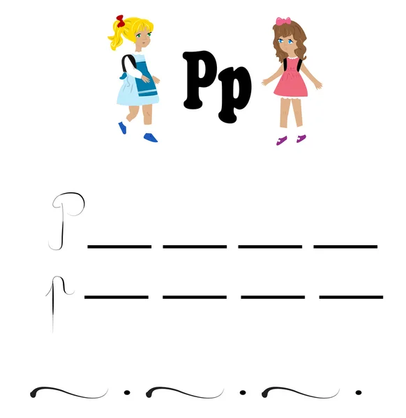 Alfabet werkblad, letter 'p" — Stockvector