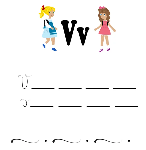 알파벳 워크시트, 편지 "v" — 스톡 벡터