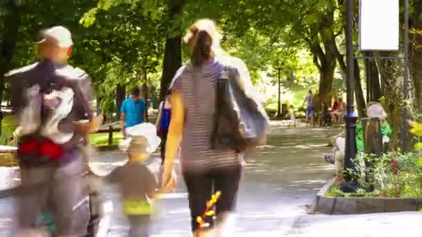 ग्रीष्मकालीन पार्क समय अंतराल में लोग — स्टॉक वीडियो