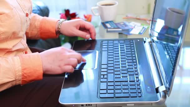 Shopping en ligne en utilisant un ordinateur portable — Video