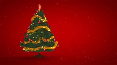 kırmızı zemin üzerine altın Noel ağacı