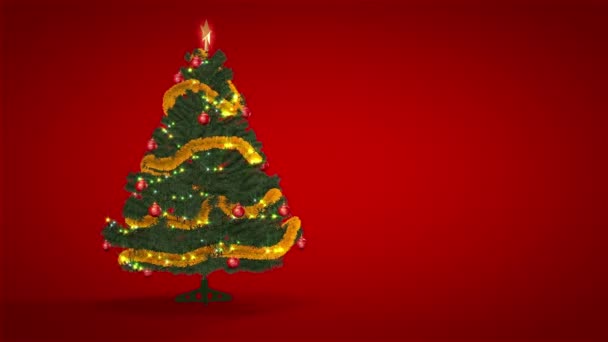 Árbol de Navidad sobre fondo rojo — Vídeos de Stock