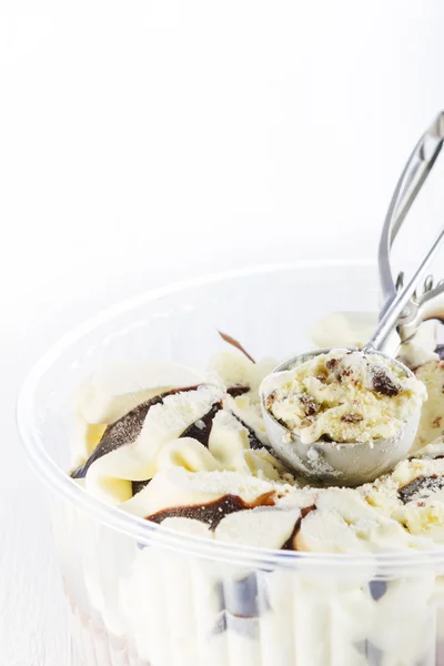 Vanilla with chocolate ice cream scoop — Stock Photo, Image